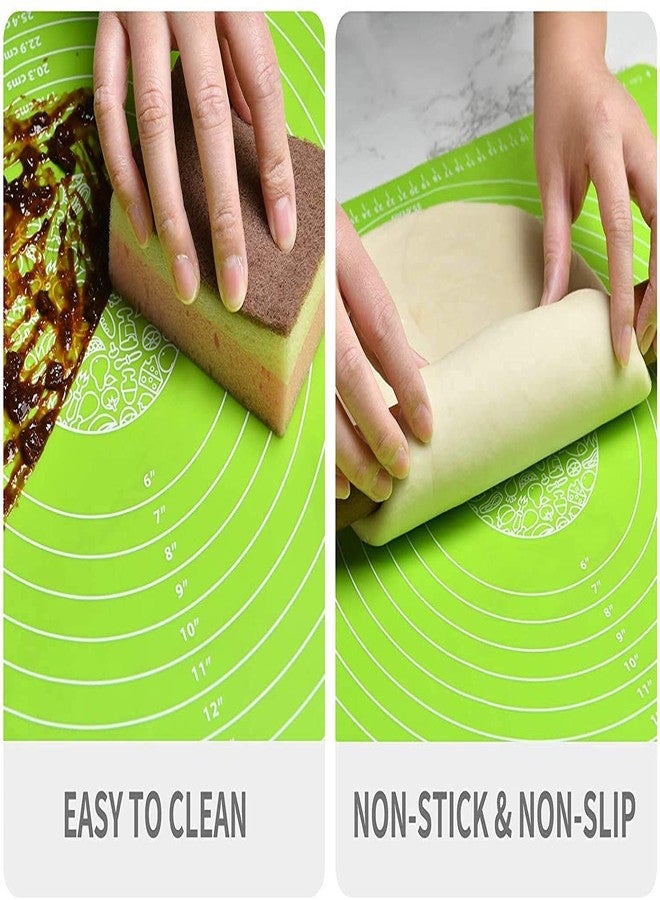 CRIYALE Non-Stick Silicone Reusable Pastry Fondant Dough Roti Chapati Rolling Baking Sheet Mat with Measurments | Roti Mat for Kitchen Platform | Chapati Atta Kneading Mat (Green) - Image 5